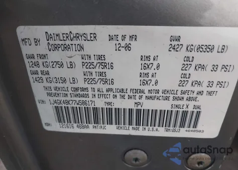 2007 Jeep Liberty Sport z USA, uszkodzony, nr VIN 1J4GK48K77W586171